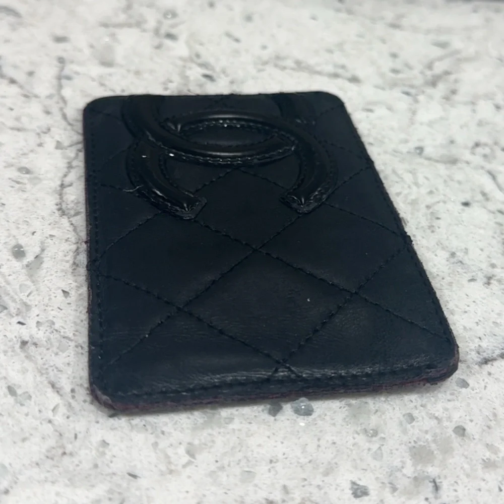 CHANEL Black Quilted Cambon Ligne Card Holder Case Black Slim Wallet  AUTHENTIC - Picture 9 of 12